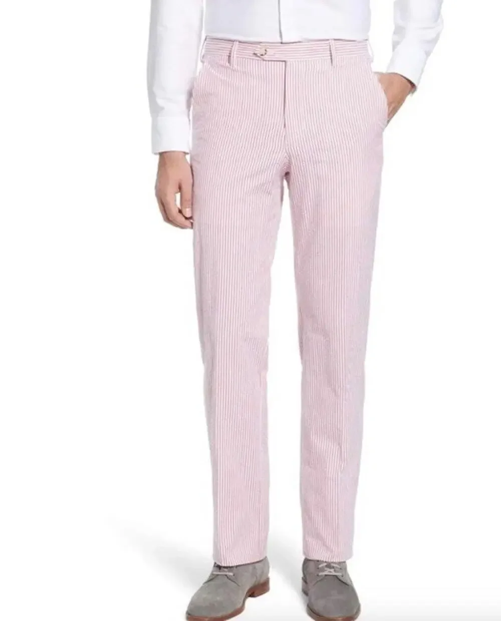 Country Club Prep Pink Seersucker Pants Men 34x32 Derby Wedding Preppy Golf prep